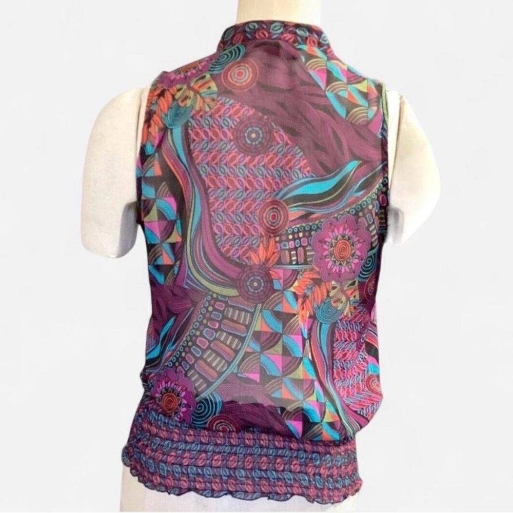 Bisou Bisou Purple Multicolor Ruffled V-Neck Printed Cami - Picture 2 of 8